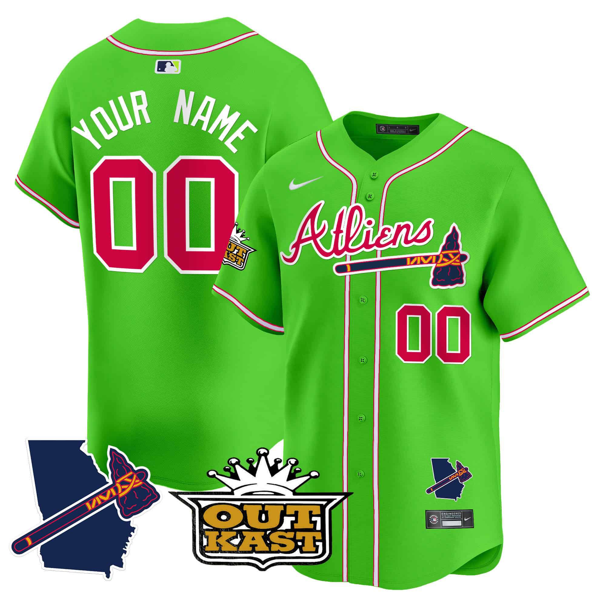 Men Atlanta Braves Green Nike 2024 Atliens Vapor Premier Limited Custom MLB Jersey